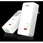 AVM FRITZ! Powerline 1260E WLAN Set International Kit 2 Adattatori, Extender Rete Linea Elettrica, PLC, IEEE P1901, fino a 1200 MB/s, WiFi AC Integrata, Mesh, 1 Porta Gigabit, Interfaccia in Italiano