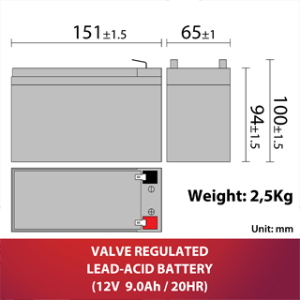 Atlantis Batteria 12 Volt 9 per Ups / Gruppo di Continuità